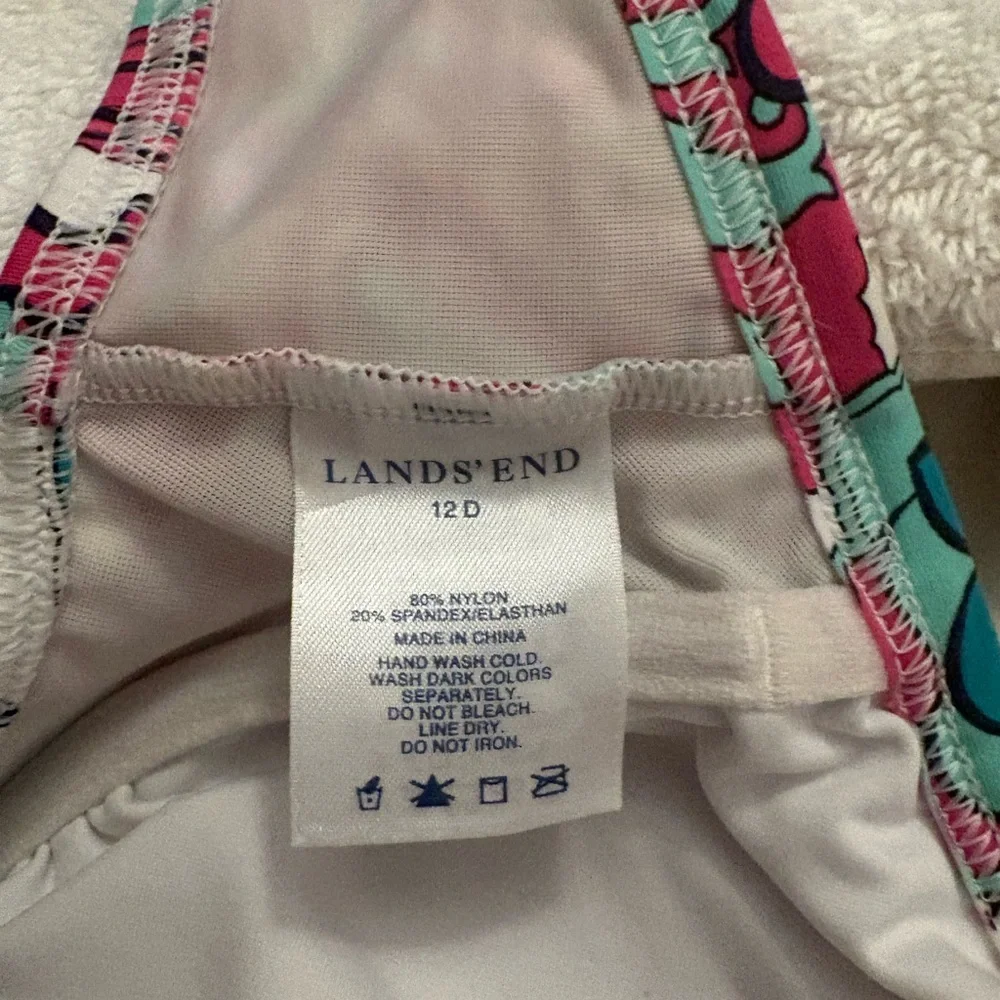 Lands' End Teal, Pink & Cream Paisley Bikini Set - Picture 4 of 4